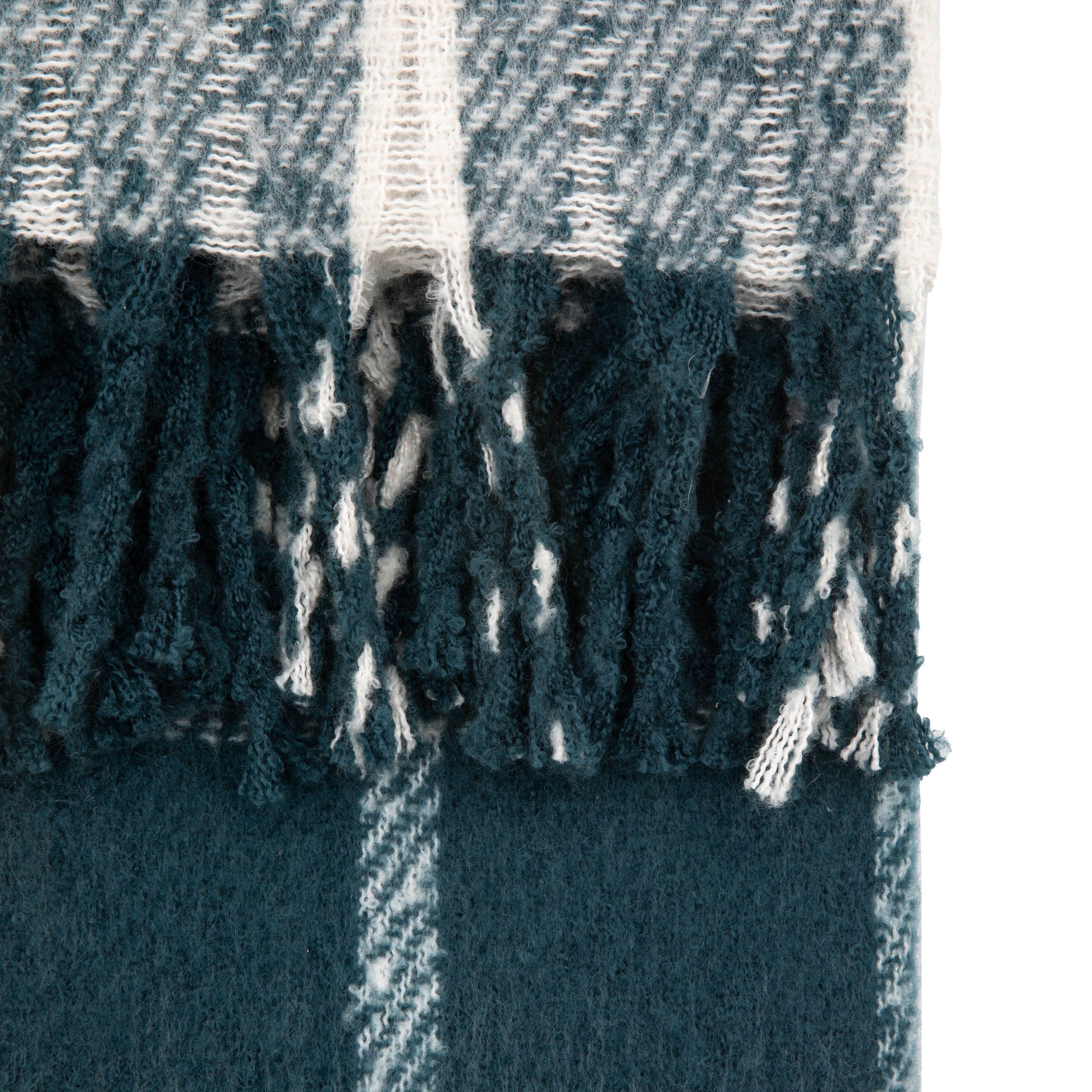 Poly Blue Mohair Check Throw